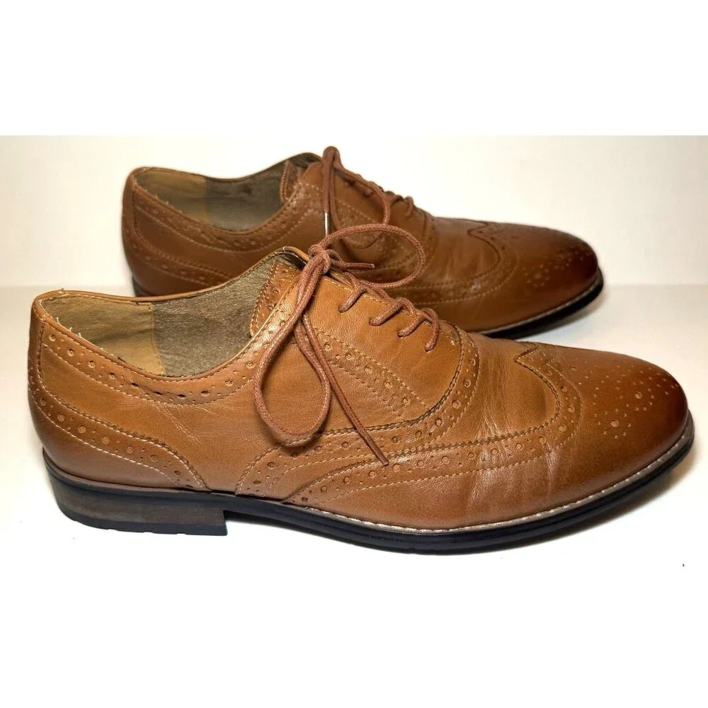 Nunn Bush TJ Men’s 9M Brown Leather Wingtip Oxford Brogue Dress Shoes 84637
